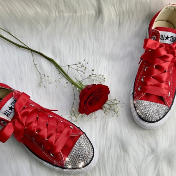 Red Swarovski Bling Converse - Picture 3 of 6